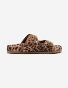 vices Papuci leopard decorate cu două barete și aplicație metalică Mairna