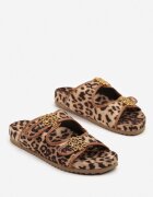 vices Papuci leopard decorate cu două barete și aplicație metalică Mairna