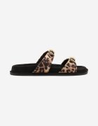 vices Papuci leopard din piele întoarsă ecologică cu aplicații decorative Voliria