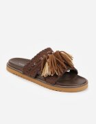 vices Papuci Maro Închis cu Talpă Plată în Stil Boho cu Franjuri Averathla