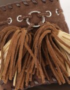 vices Papuci Maro Închis cu Talpă Plată în Stil Boho cu Franjuri Averathla