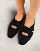 vices Papuci Negre Tip Mule cu Nod Decorativ Elitina