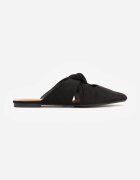 vices Papuci Negre Tip Mule cu Nod Decorativ Elitina