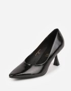 vices Pompe Negre Elegante cu toc Clepsidră cu Branț din Piele Dedvire
