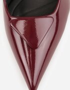 vices Pumps Bordo Lăcuite cu Toc Pisică cu Ornament Triunghiular Omenra