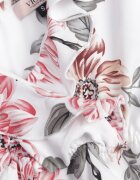 vices Rochie Albă Cloche cu Imprimeu Floral cu Volane Nonare