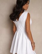 vices Rochie Albă Cloche Fără Mâneci Decorată cu o fundă Folawenna