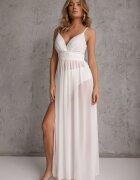 vices Rochie albă cloș maxi cu elastic în talie și chiloți Medane