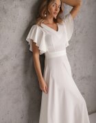 vices Rochie Albă cu croială evazată cu volane Bouchard