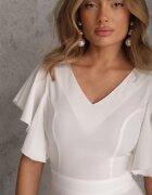 vices Rochie Albă cu croială evazată cu volane Bouchard