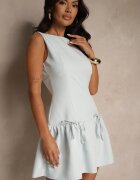 vices Rochie Albastră Drop Waist Fără mâneci cu Fundițe și Volan Follena