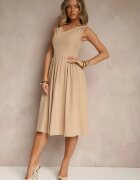 vices Rochie Bej Basic cu Croială Evazată Tolaneia