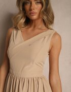 vices Rochie Bej Basic cu Croială Evazată Tolaneia