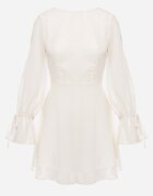 vices Rochie Bej Decorată cu Mâneci Transparente și Buline Celziva