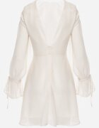 vices Rochie Bej Decorată cu Mâneci Transparente și Buline Celziva