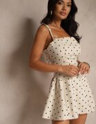 vices Rochie Bej Evazată cu buline cu bretele cu șiret tip corset Sarione