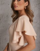 vices Rochie Bej evazată cu volane Bouchard