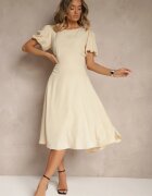 vices Rochie Bej Evazată Decorată Cu Floare 3D Detașabilă Koleira