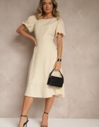 vices Rochie Bej Evazată Decorată Cu Floare 3D Detașabilă Koleira