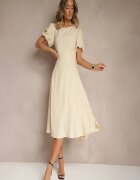 vices Rochie Bej Evazată Decorată Cu Floare 3D Detașabilă Koleira