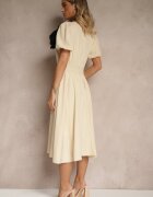 vices Rochie Bej Evazată Decorată Cu Floare 3D Detașabilă Koleira