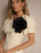 vices Rochie Bej Evazată Decorată Cu Floare 3D Detașabilă Koleira