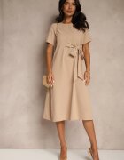 vices Rochie Bej Evazată Decorată Cu Legătură Folarenne