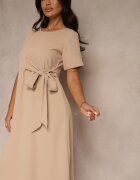 vices Rochie Bej Evazată Decorată Cu Legătură Folarenne