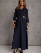 vices Rochie Bleumarin Elegantă cu croială petrecută decorată cu aplicație în talie Zilendra
