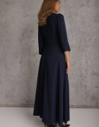 vices Rochie Bleumarin Elegantă cu croială petrecută decorată cu aplicație în talie Zilendra