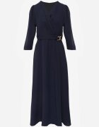 vices Rochie Bleumarin Elegantă cu croială petrecută decorată cu aplicație în talie Zilendra