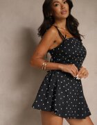 vices Rochie Bleumarin Evazată cu buline cu bretele cu șiret tip corset Sarione