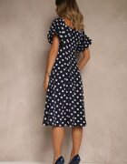 vices Rochie bleumarin stil spaniol cu buline cu croială evazată Zilua