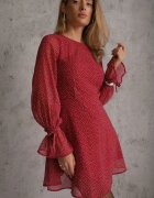 vices Rochie Bordeaux Decorată cu Mâneci Transparente și Buline Celziva