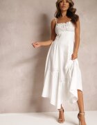 vices Rochie Cloș Albă Maxi cu tiv asimetric Chelsene