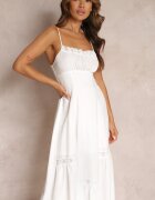 vices Rochie Cloș Albă Maxi cu tiv asimetric Chelsene