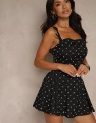 vices Rochie Cloș Neagră cu buline cu bretele cu legătură tip corset Sarione