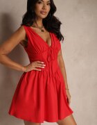 vices Rochie Cloș Roșie Fără Mâneci Decorată cu Fundiță Folawenna