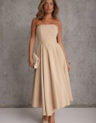 vices Rochie-corset cu croi evazat și decolteu bandeau Reunegan Bej