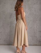 vices Rochie-corset cu croi evazat și decolteu bandeau Reunegan Bej