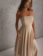 vices Rochie-corset cu croi evazat și decolteu bandeau Reunegan Bej