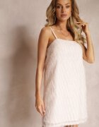 vices Rochie de cocktail bej mini cu pene subțiri Clotile