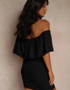 vices Rochie de Cocktail Neagră cu Decolteu Spaniol Penare