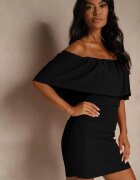 vices Rochie de Cocktail Neagră cu Decolteu Spaniol Penare