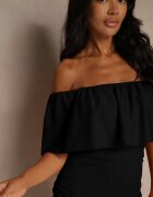 vices Rochie de Cocktail Neagră cu Decolteu Spaniol Penare