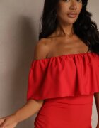 vices Rochie de Cocktail Roșie cu Decolteu Spaniol Penare