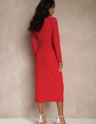 vices Rochie de cocktail Roșie Decorată cu perle și drapaje Odarre