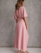 vices Rochie de cocktail roz asimetrică decorată cu volane Nelioraia