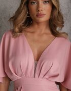 vices Rochie de cocktail roz asimetrică decorată cu volane Nelioraia