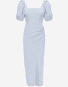 vices Rochie de seară cu croială dreaptă cu bufante și crăpătură pe picior Haza Albastră